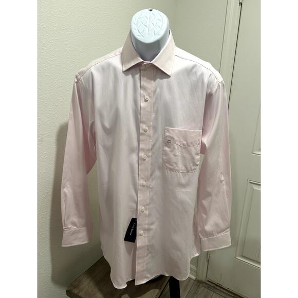 Club Room Mens Regular Fit Performance Shirt Pink Neck 15.5 Sleeve 32/33 Cotton - Picture 1 of 6
